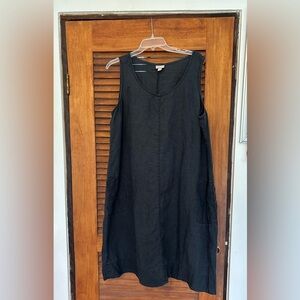 J. Jill Black Sleeveless Linen Blend Shift Dress